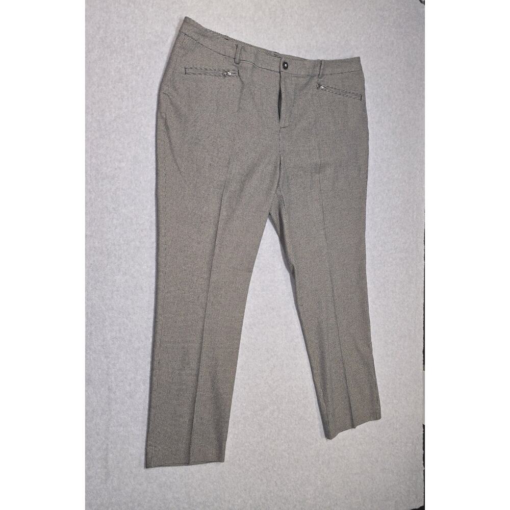 Lauren Ralph Lauren Women's Houndstooth Ankle Pants Size 18W Black & Beige